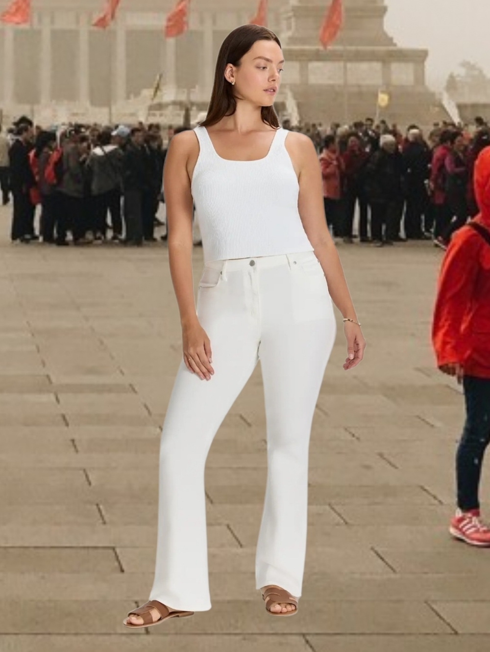 Quince Luna Stretch Slim Straight White Denim Jeans SZ 30 Organic